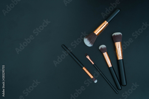 make up brushes on black