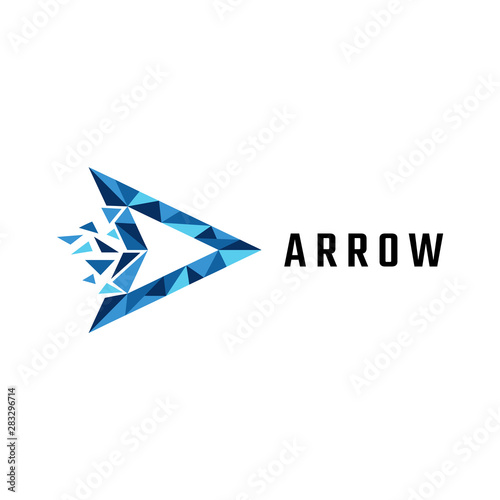 crystal arrow logo.flat style.blue arrowhead vector.modern design
