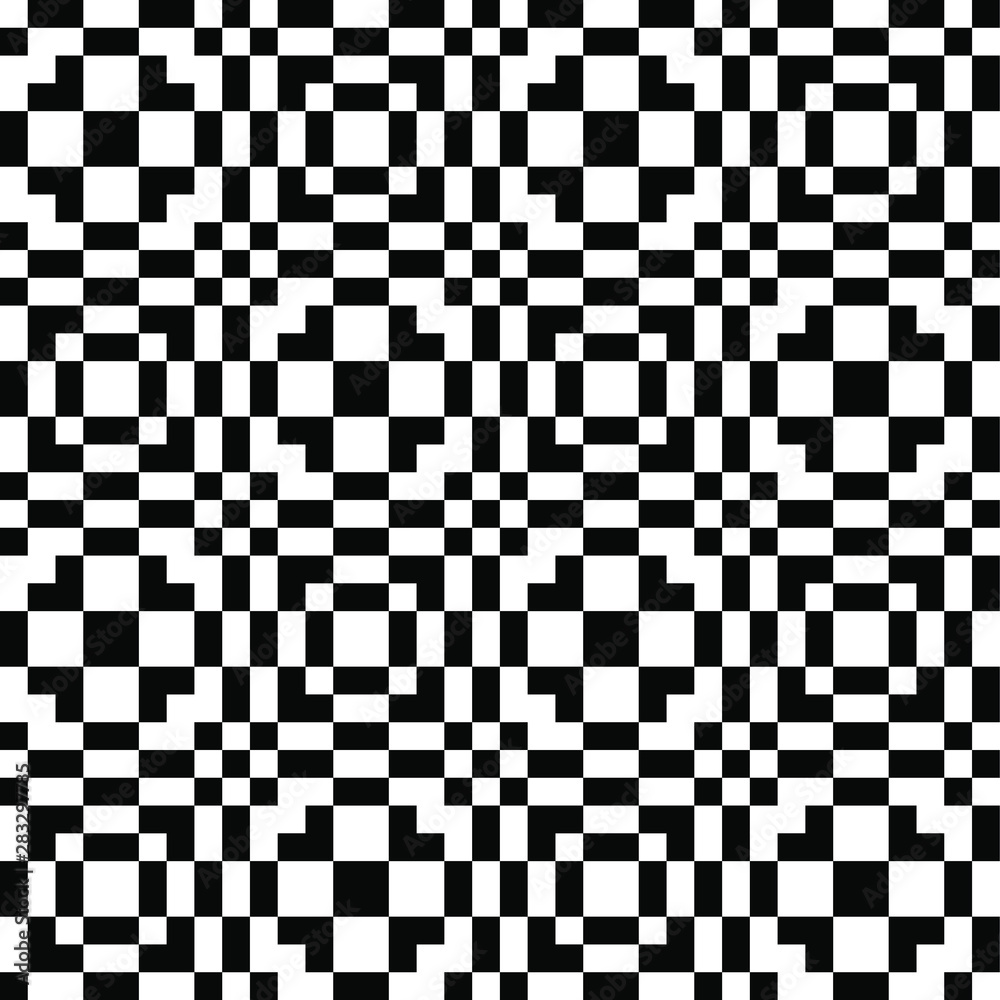 Fototapeta premium Abstract black and white background. Seamless pattern. Op art style monochrome vector design.