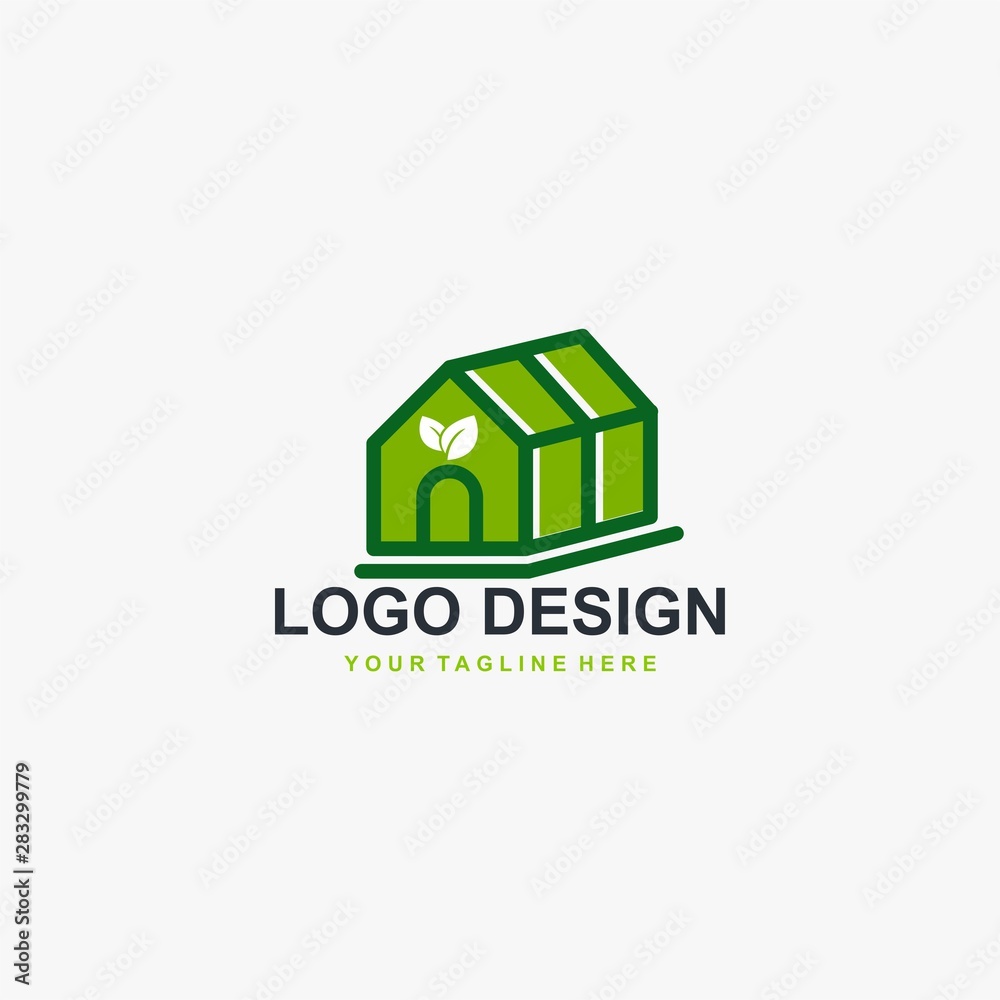Greenhouse logo design vector. Plant care illustration symbol. Green leaf sign. Green house and leaf vector icons. Greenhouse logo design vector. Plant care illustration symbol. Green leaf sign. Green house and leaf vector icons.