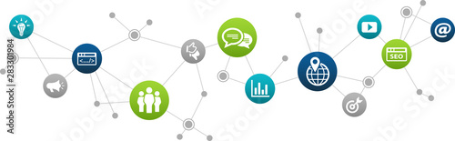 online marketing / social media marketing / SEO icon concept - vector illustration