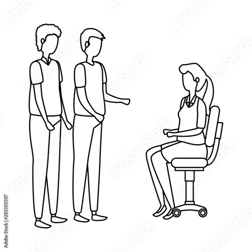 elegant business people workers seated in office chairs