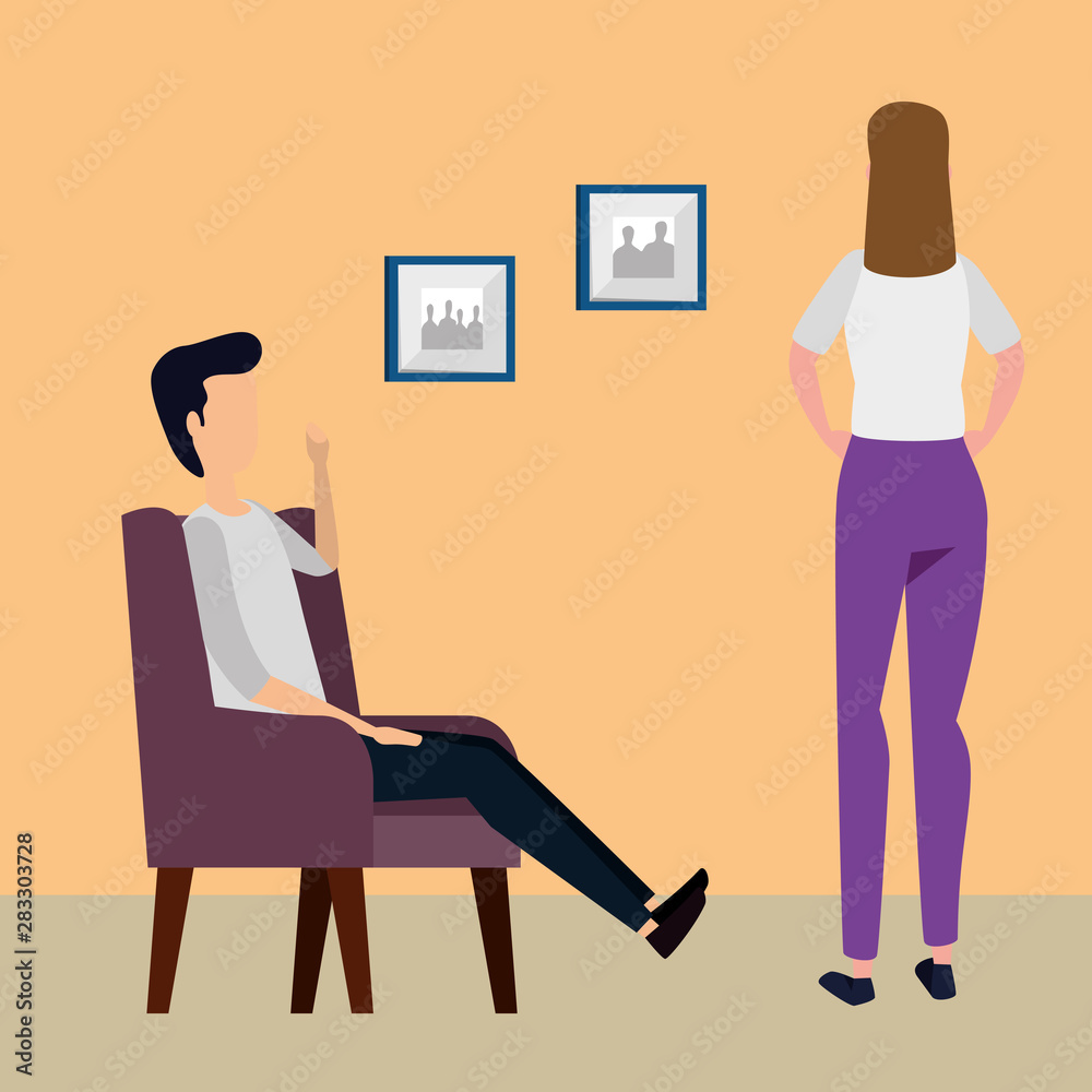 Fototapeta premium couple in living room place scene