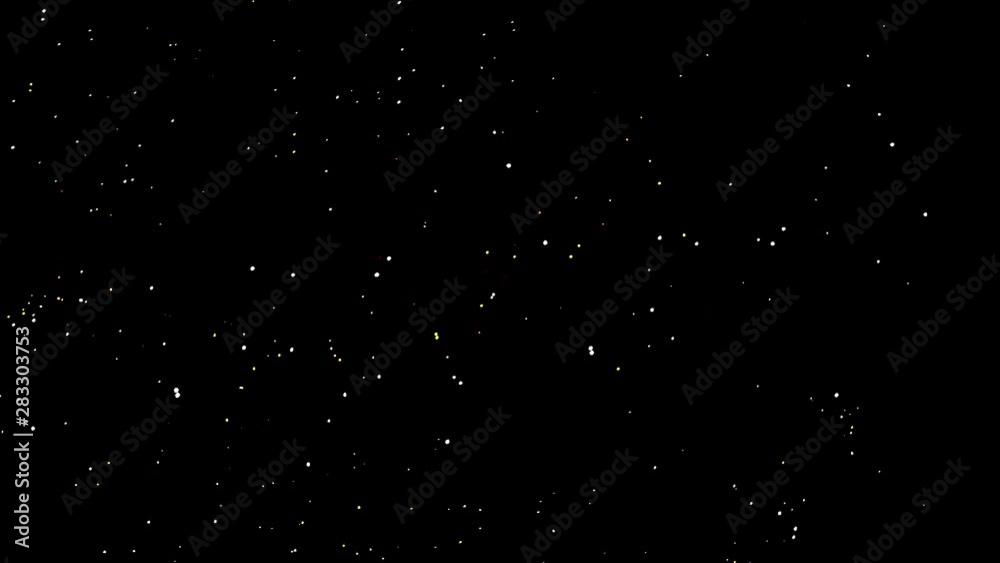 Silver particles moving on a black background. Glittering lights and flashes of fireworks. Silver particles moving on a black background. Glittering lights and flashes of fireworks.