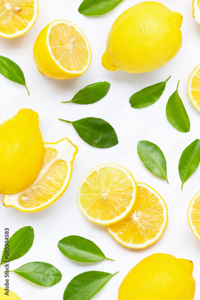 Naklejka Lemon isolated on white background.