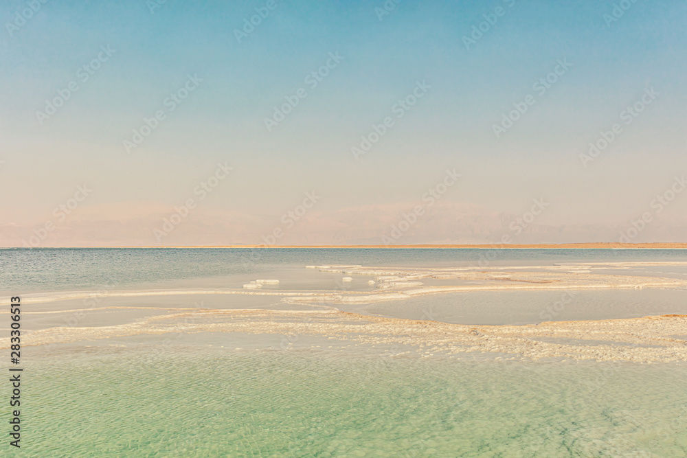 Dead Sea. Salt at the bottom of the Dead Sea