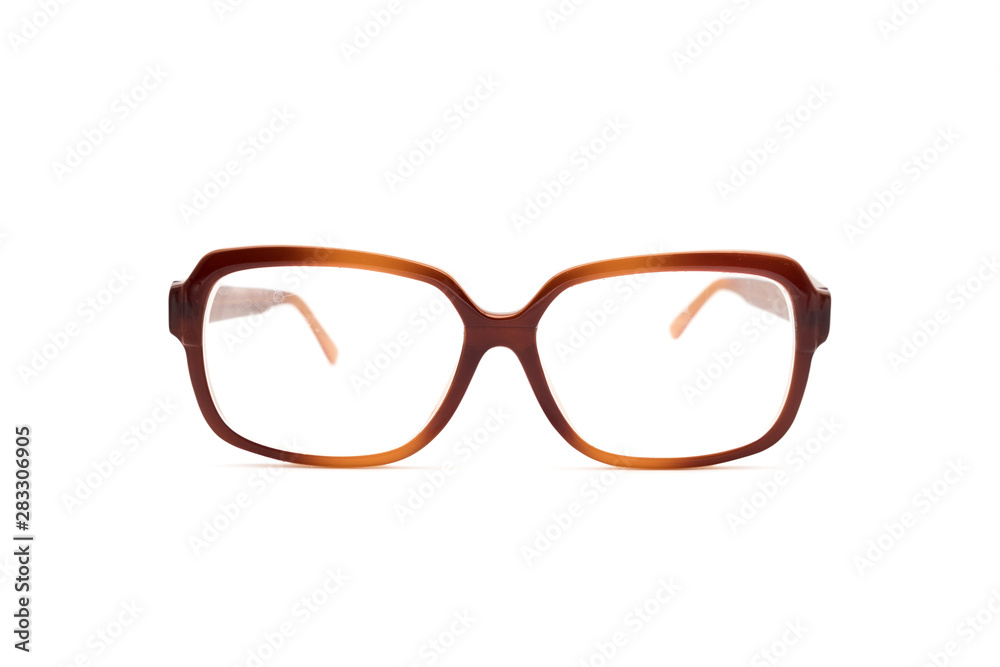 Brown glasses isolated on white background Brown glasses isolated on white background