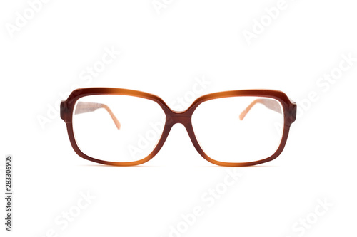 Brown glasses isolated on white background