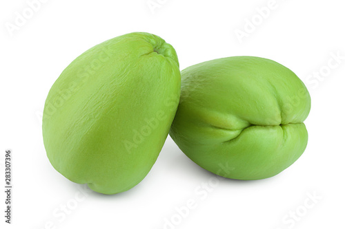 fresh Chayote vegetable or mexican cucumber isolated on white background