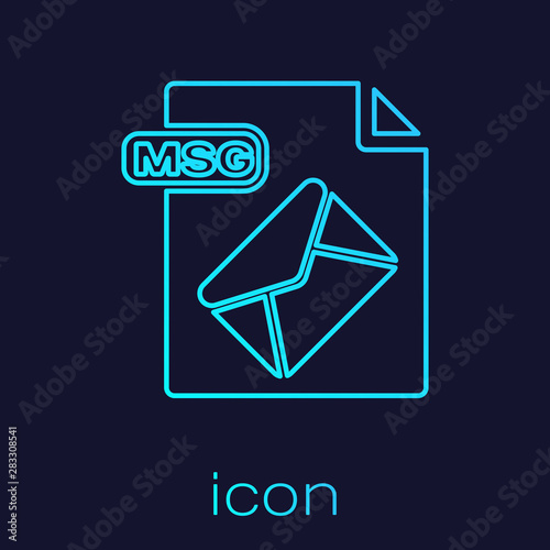 Turquoise line MSG file document. Download msg button icon isolated on blue background. MSG file symbol. Vector Illustration