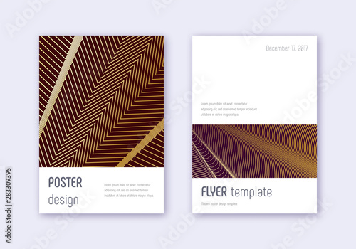 Minimalistic cover design template set. Gold abstr