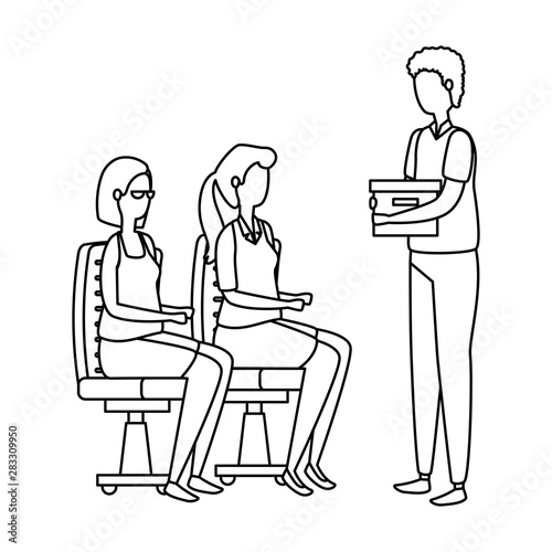 elegant business people workers seated in office chairs