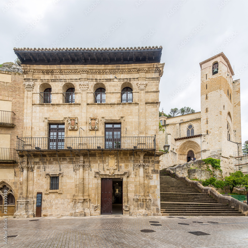 View at the Old Town hall and Church of San Pedro de la Rua in Estella Lizarra - Spain