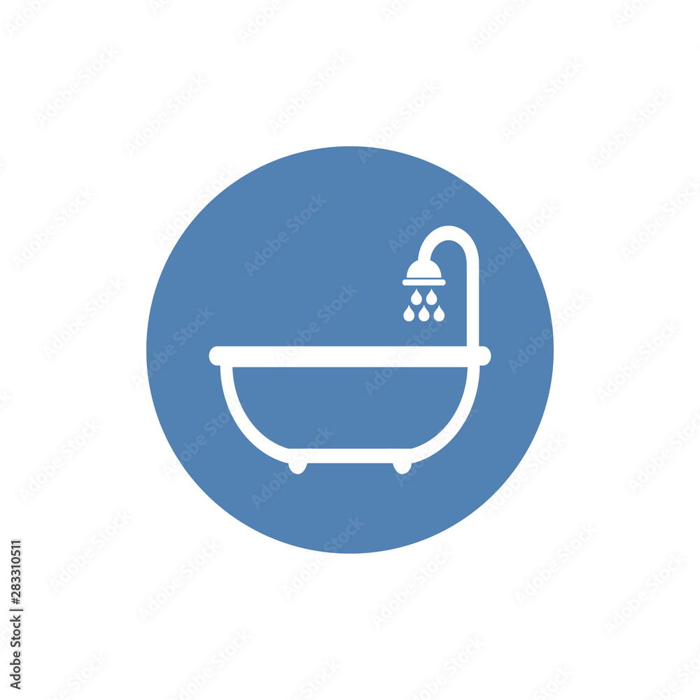 The shower icon. Bathroom symbol on the white background The shower icon. Bathroom symbol on the white background