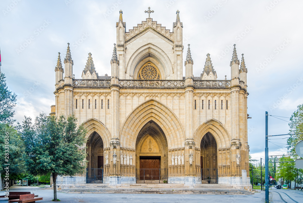 View at the Portal of Cathedral of Santa Maria Immaculada in Victoria-Gasteiz, Spain
