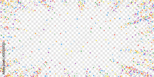 Festive confetti. Celebration stars. Rainbow brigh
