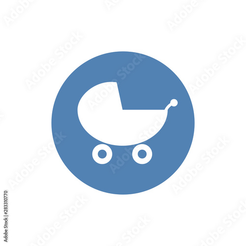 Baby stroller icon. Vector illustration. Baby stroller symbol on white background. Can be used in web and mobile.