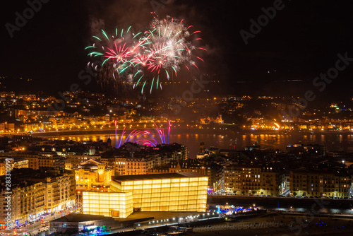 Fireworks during the festival of Semana Grande in Donostia-San Sebastian, Basque Country in Spain