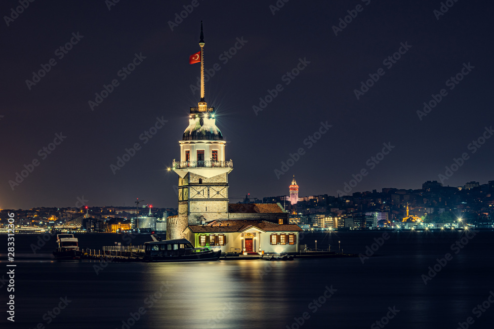 Maiden's Tower, Maiden's Tower, night view, city lights, sea, landscape, mosque, history, art, artistic, night scene, istanbul, turkey, peace, spacious, comfort, long exposure, city views, istanbul ni