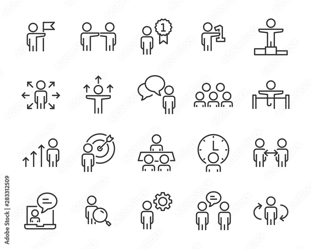 set of people icons, worker, team, id, manage, candidate