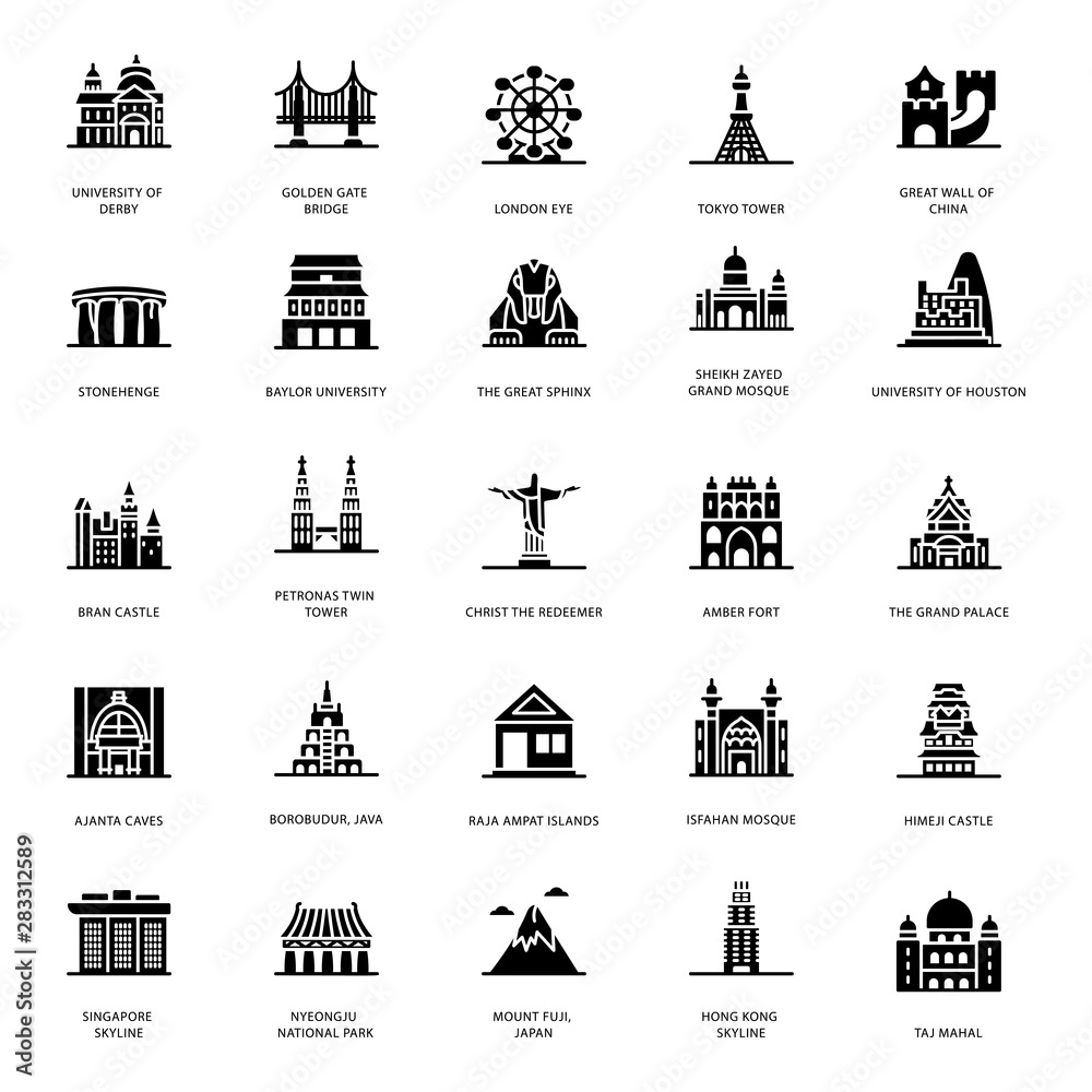 Historic Buildings Glyph Icons 