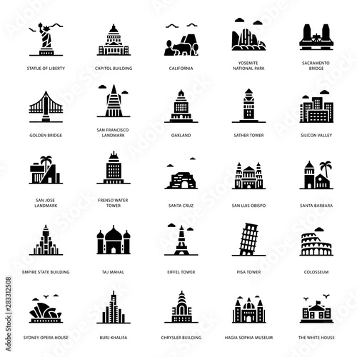 Landmarks Glyph Icons 
