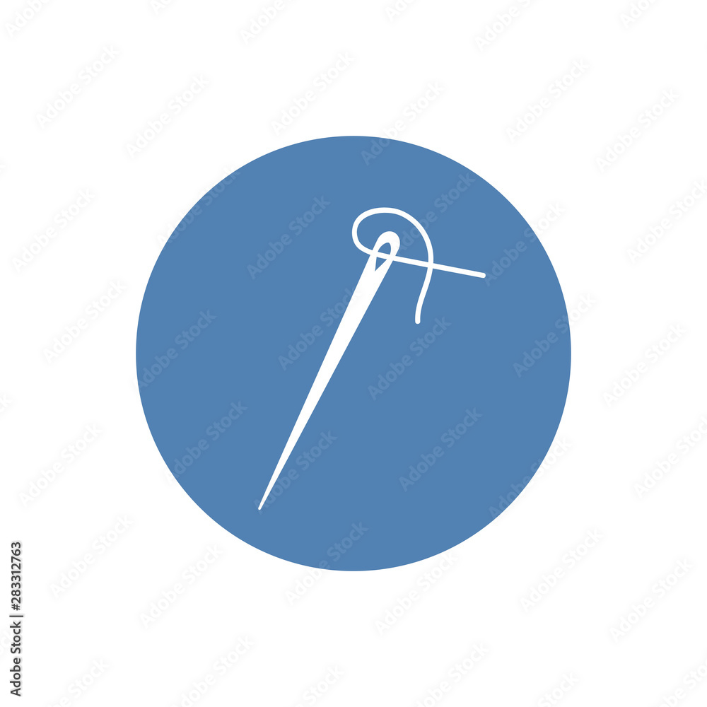 Sewing needle with thread icon. Silhouette symbol. Tailoring. Negative space. Vector isolated illustration Sewing needle with thread icon. Silhouette symbol. Tailoring. Negative space. Vector isolated illustration