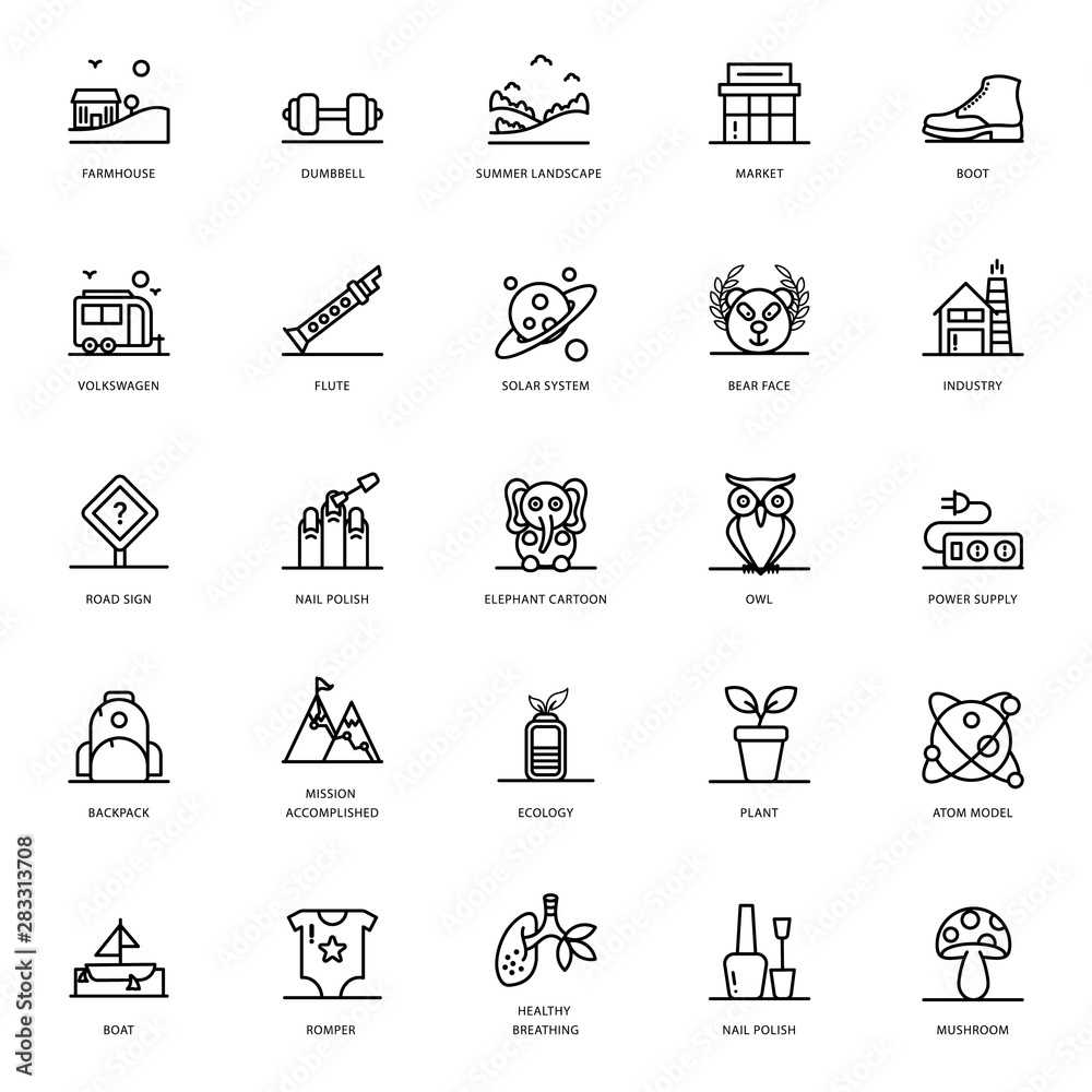 Fototapeta premium Building Line Icons Pack 