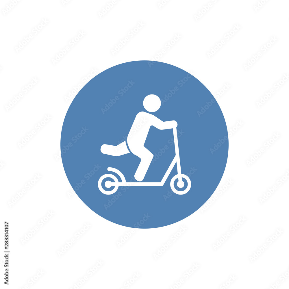 Fototapeta premium Man on Scooter vector web icon isolated on white background, EPS 10, top view