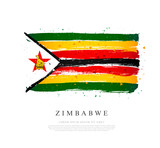 Flag of Zimbabwe. Brush strokes are drawn by hand.