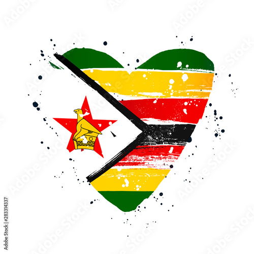 Zimbabwe flag in the form of a big heart. photo