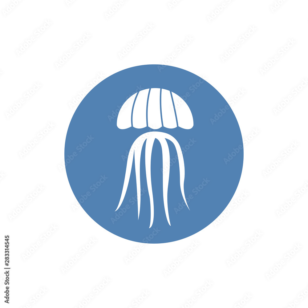 Obraz premium Jellyfish icon Vector. Event pictogram, flat vector sign isolated on white background. Simple Sign for mobile concept and web design. Vector illustration.