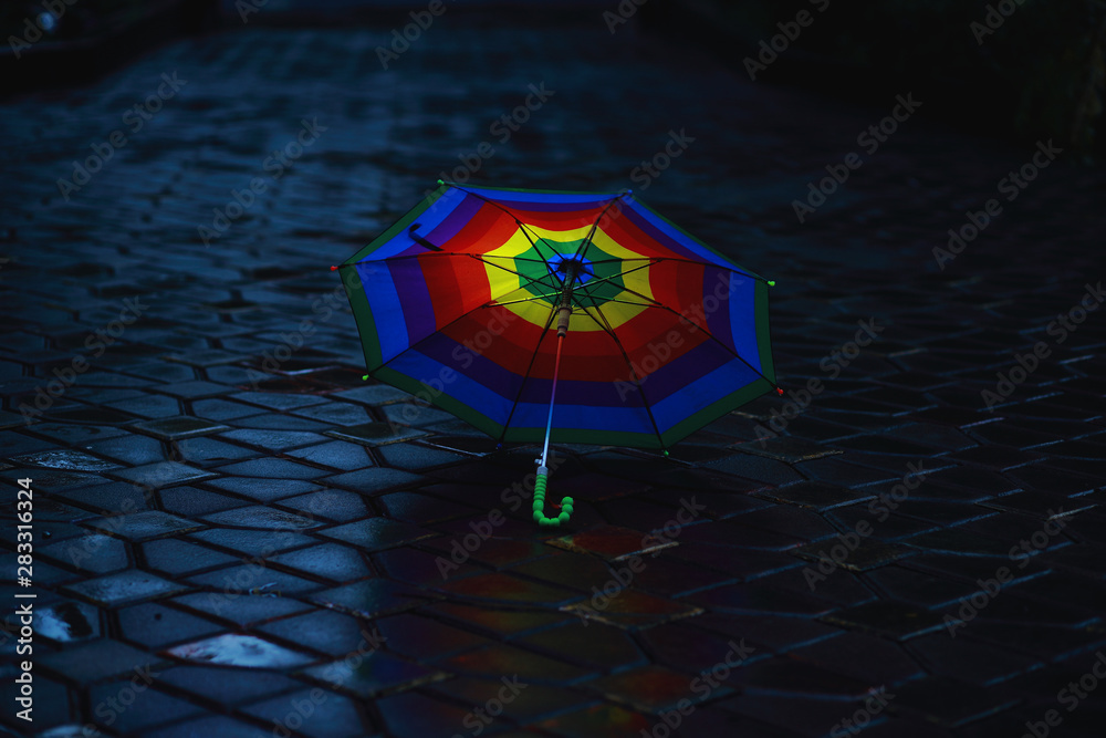 umbrella in a black background