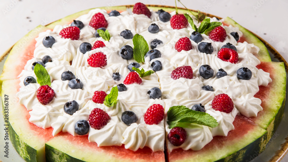 Summer Party Food - Serving Watermelon with Berries Summer Party Food - Serving Watermelon with Berries