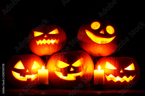 Halloween pumpkin and candles