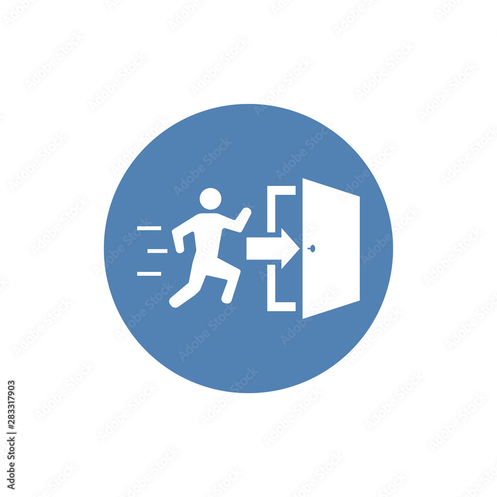 Emergency exit, escape route sign. Vector illustration Emergency exit, escape route sign. Vector illustration