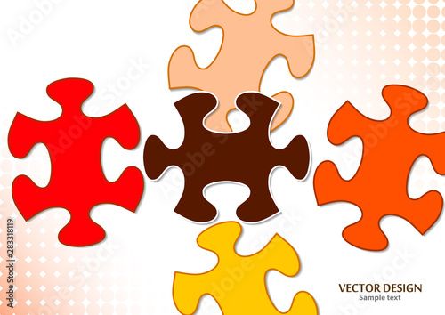 Abstract background from bright puzzle pieces. The composition is an unfinished puzzle.