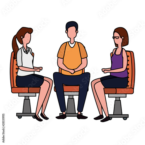 elegant business people workers seated in office chairs © Gstudio