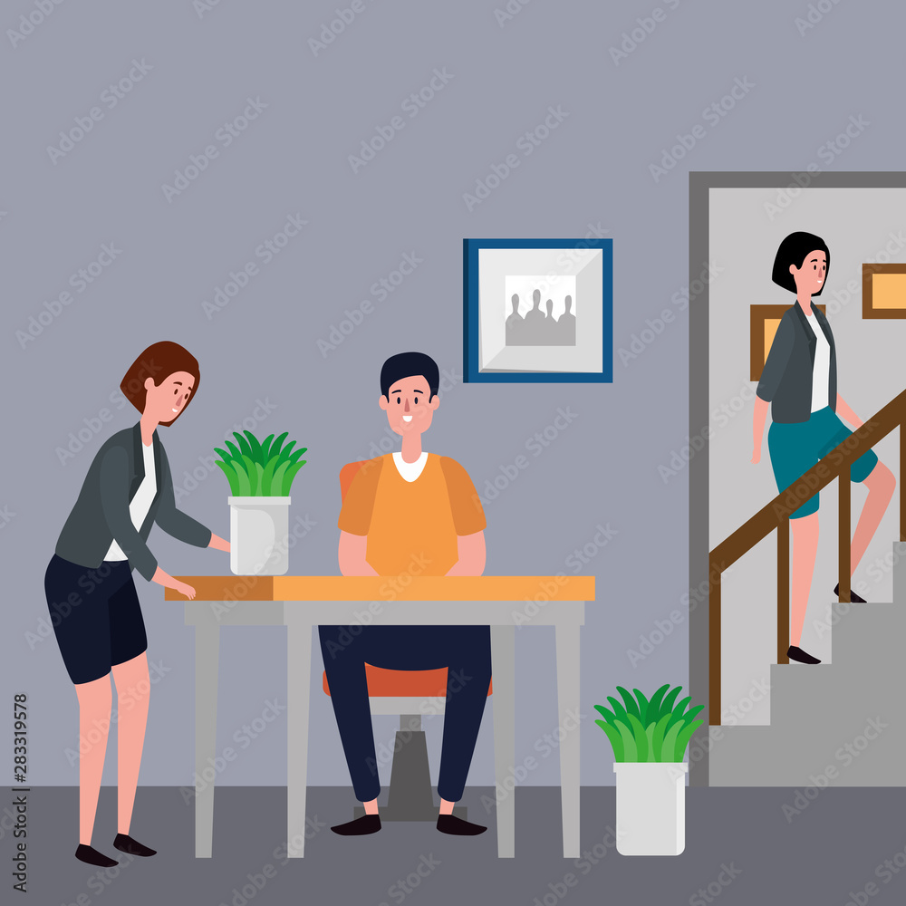 people in office workplace scene icons people in office workplace scene icons