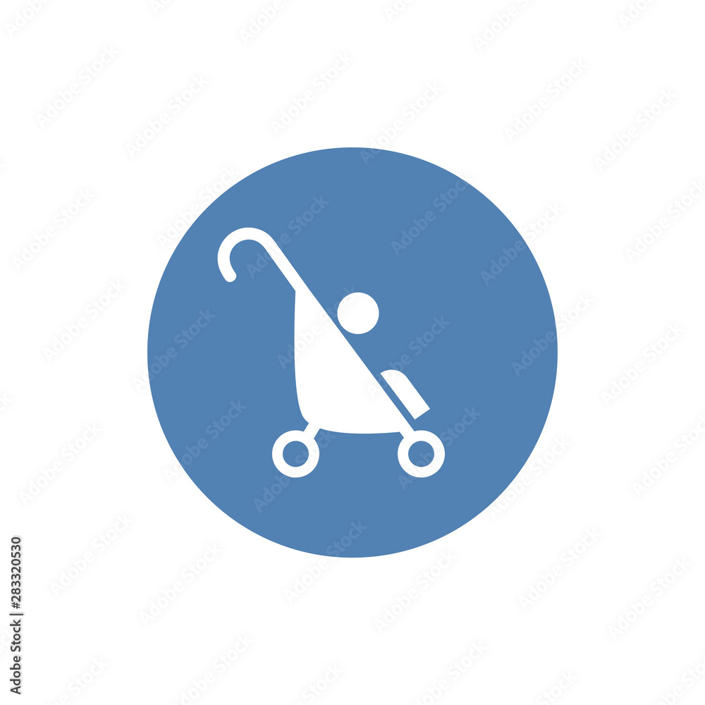 Baby stroller flat icon isolated on white, vector Baby stroller flat icon isolated on white, vector