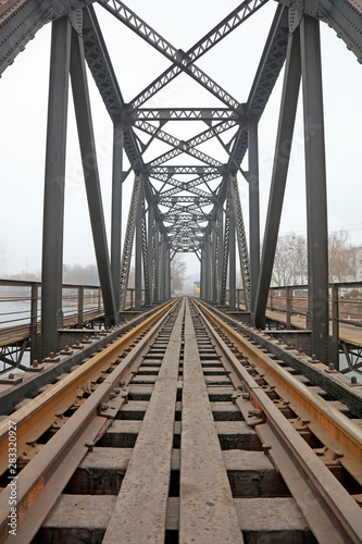 Railway bridge steel frame