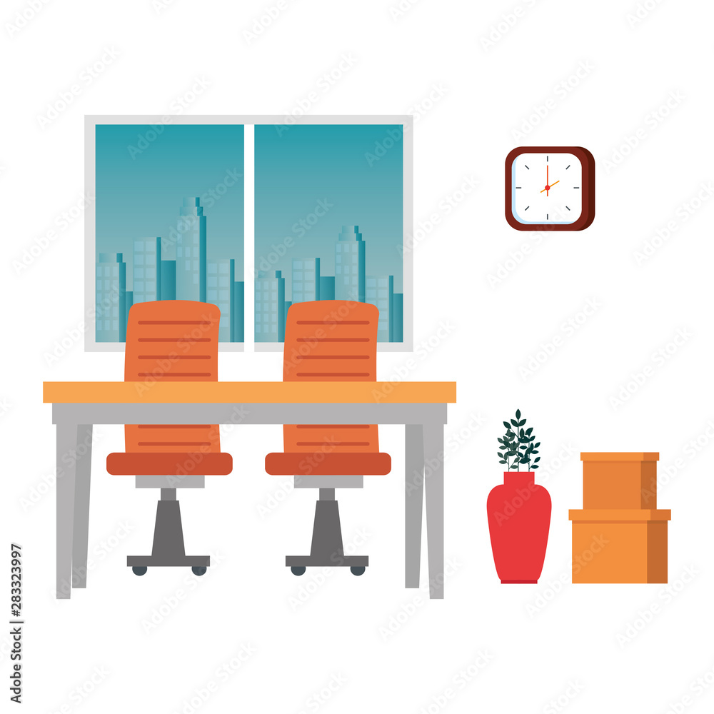 Fototapeta premium office work place scene icons