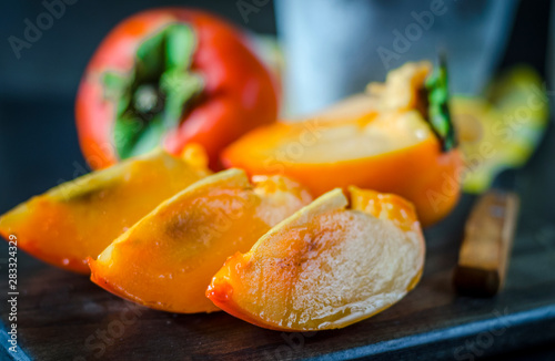 sliced ripe persimmon