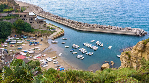 Aerial view of small boat pier in Pizzo