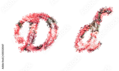 Beautiful illustration of both uppercase and lowercase letters made of spring flowers.