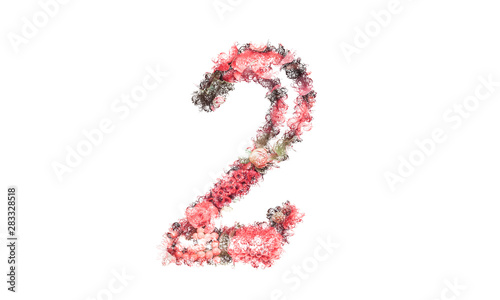 Beautiful illustration of number made of spring flowers.