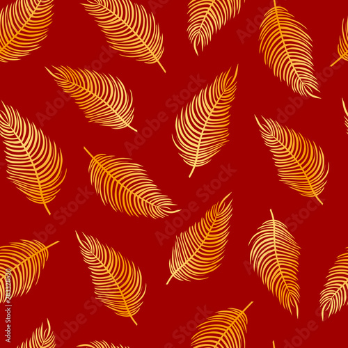 Seamless pattern of golden palm leaves