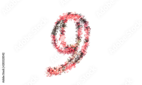 Beautiful illustration of number made of spring flowers.