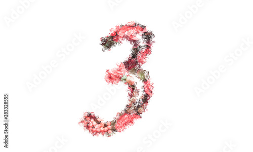 Beautiful illustration of number made of spring flowers.