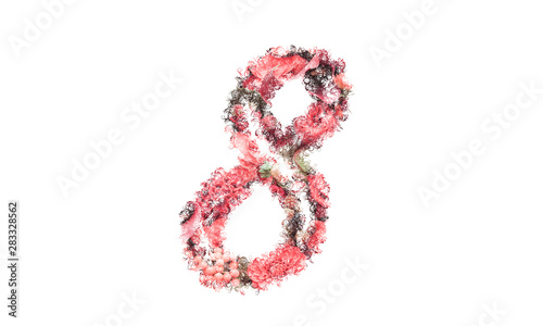 Beautiful illustration of number made of spring flowers.